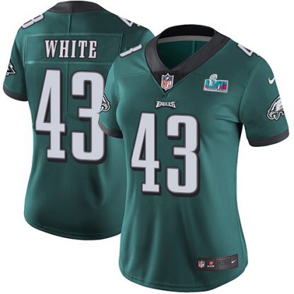 Nike Philadelphia Eagles #43 Kyzir White Green Team Color Super Bowl LVII Patch Women's Stitched NFL Vapor Untouchable Limited Jersey