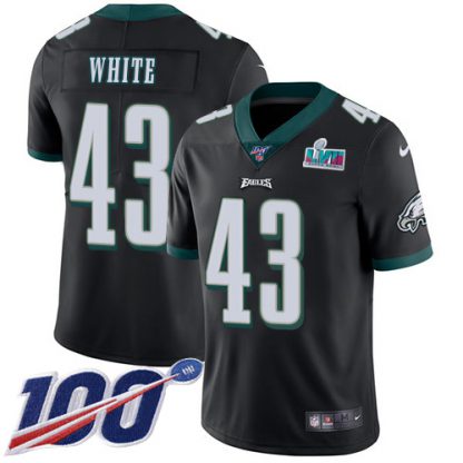 Nike Philadelphia Eagles #43 Kyzir White Black Alternate Super Bowl LVII Patch Youth Stitched NFL 100th Season Vapor Untouchable Limited Jersey