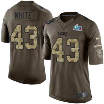 Nike Philadelphia Eagles #43 Kyzir White Green Super Bowl LVII Patch Youth Stitched NFL Limited 2015 Salute to Service Jersey