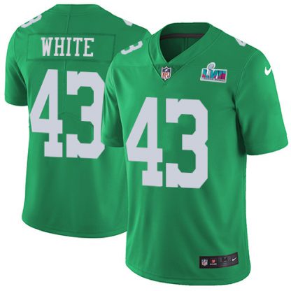 Nike Philadelphia Eagles #43 Kyzir White Green Super Bowl LVII Patch Men's Stitched NFL Limited Rush Jersey