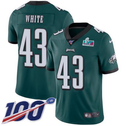 Nike Philadelphia Eagles #43 Kyzir White Green Team Color Super Bowl LVII Patch Men's Stitched NFL 100th Season Vapor Untouchable Limited Jersey