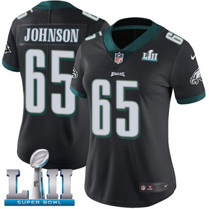Nike Philadelphia Eagles #65 Lane Johnson Black Alternate Super Bowl LII Women's Stitched NFL Vapor Untouchable Limited Jersey