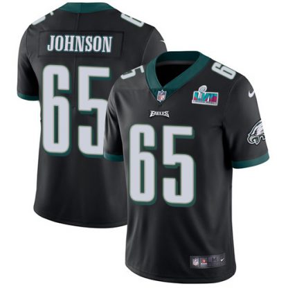 Nike Philadelphia Eagles #65 Lane Johnson Black Super Bowl LVII Patch Alternate Youth Stitched NFL Vapor Untouchable Limited Jersey