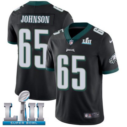 Nike Philadelphia Eagles #65 Lane Johnson Black Alternate Super Bowl LII Men's Stitched NFL Vapor Untouchable Limited Jersey