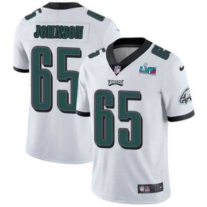 Nike Philadelphia Eagles #65 Lane Johnson White Super Bowl LVII Patch Men's Stitched NFL Vapor Untouchable Limited Jersey