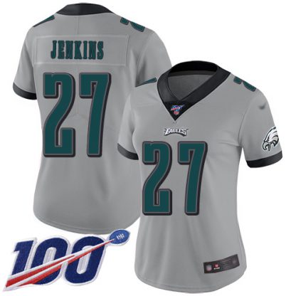 Nike Philadelphia Eagles #27 Malcolm Jenkins Silver Women's Stitched NFL Limited Inverted Legend 100th Season Jersey