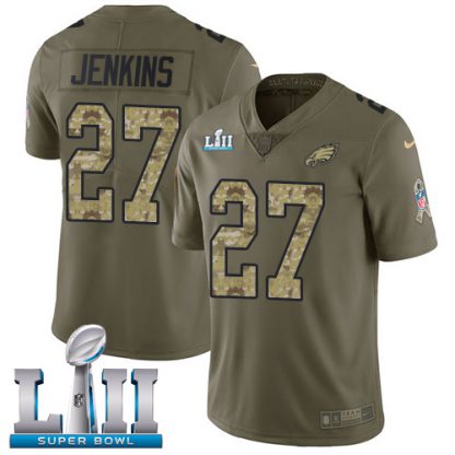 Nike Philadelphia Eagles #27 Malcolm Jenkins Olive/Camo Super Bowl LII Men's Stitched NFL Limited 2017 Salute To Service Jersey