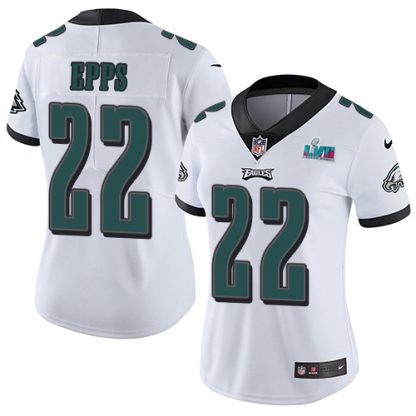 Nike Philadelphia Eagles #22 Marcus Epps White Super Bowl LVII Patch Women's Stitched NFL Vapor Untouchable Limited Jersey