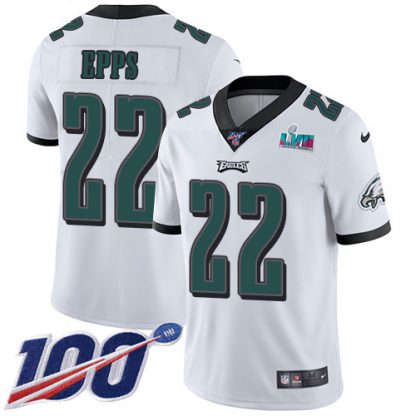 Nike Philadelphia Eagles #22 Marcus Epps White Super Bowl LVII Patch Men's Stitched NFL 100th Season Vapor Untouchable Limited Jersey