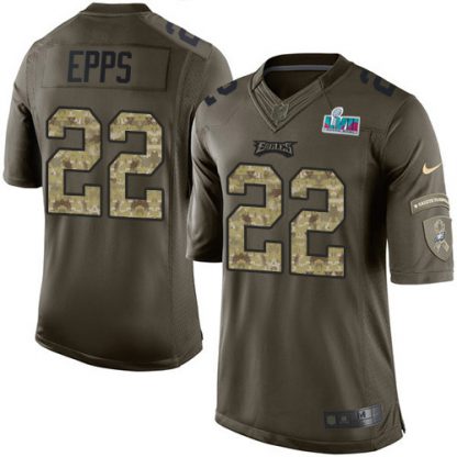 Nike Philadelphia Eagles #22 Marcus Epps Green Super Bowl LVII Patch Men's Stitched NFL Limited 2015 Salute to Service Jersey