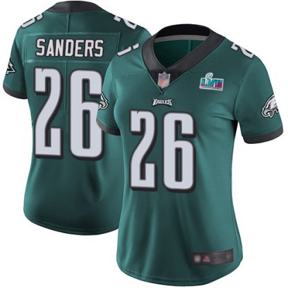 Nike Philadelphia Eagles #26 Miles Sanders Green Team Color Super Bowl LVII Patch Women's Stitched NFL Vapor Untouchable Limited Jersey