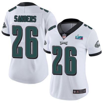 Nike Philadelphia Eagles #26 Miles Sanders White Super Bowl LVII Patch Women's Stitched NFL Vapor Untouchable Limited Jersey