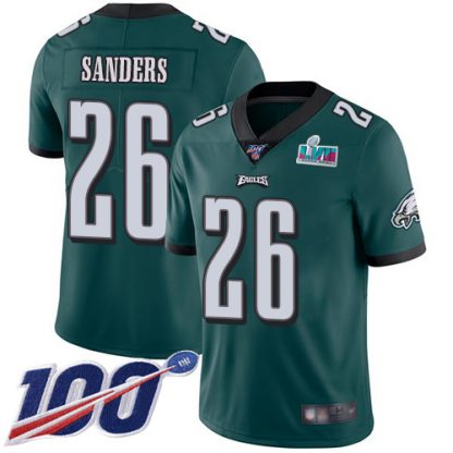 Nike Philadelphia Eagles #26 Miles Sanders Green Team Color Super Bowl LVII Patch Youth Stitched NFL 100th Season Vapor Limited Jersey