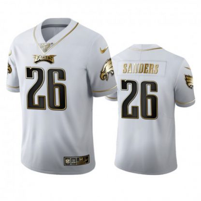 Philadelphia Philadelphia Eagles #26 Miles Sanders Men's Nike White Golden Edition Vapor Limited NFL 100 Jersey