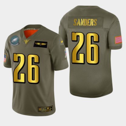 Philadelphia Philadelphia Eagles #26 Miles Sanders Men's Nike Olive Gold 2019 Salute to Service Limited NFL 100 Jersey