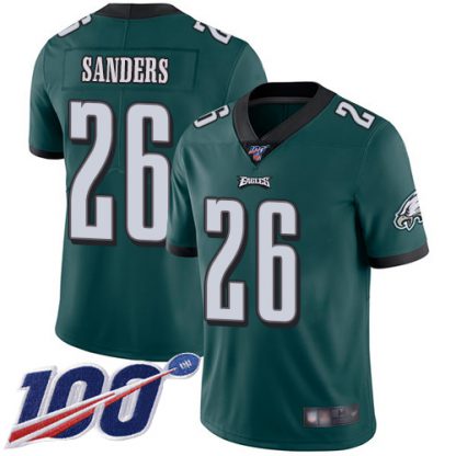 Nike Philadelphia Eagles #26 Miles Sanders Midnight Green Team Color Men's Stitched NFL 100th Season Vapor Limited Jersey