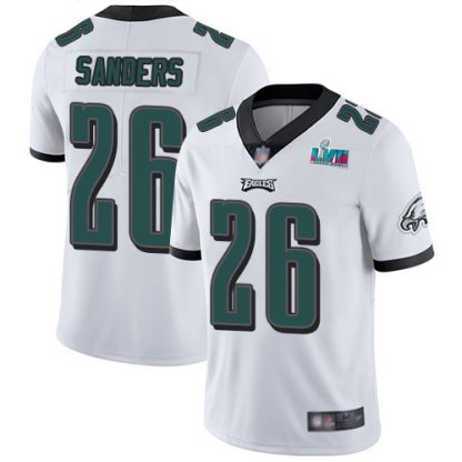 Nike Philadelphia Eagles #26 Miles Sanders White Super Bowl LVII Patch Men's Stitched NFL Vapor Untouchable Limited Jersey