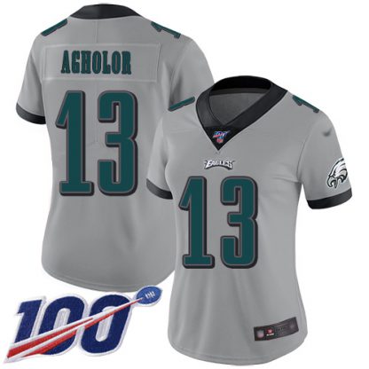 Nike Philadelphia Eagles #13 Nelson Agholor Silver Women's Stitched NFL Limited Inverted Legend 100th Season Jersey