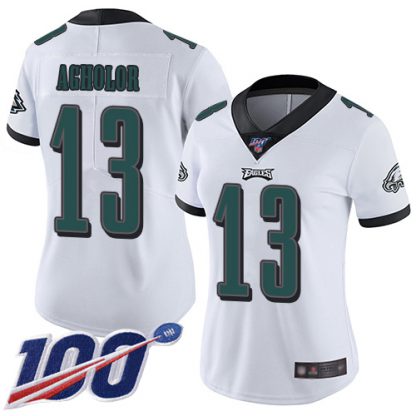Nike Philadelphia Eagles #13 Nelson Agholor White Women's Stitched NFL 100th Season Vapor Limited Jersey