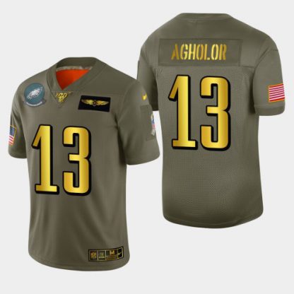 Philadelphia Philadelphia Eagles #13 Nelson Agholor Men's Nike Olive Gold 2019 Salute to Service Limited NFL 100 Jersey