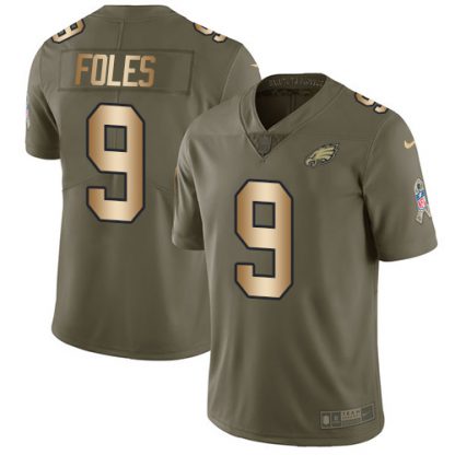 Nike Philadelphia Eagles #9 Nick Foles Olive/Gold Men's Stitched NFL Limited 2017 Salute To Service Jersey