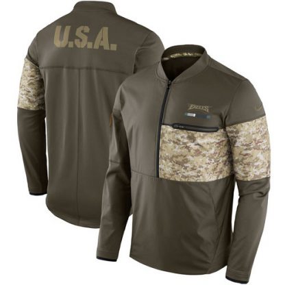 Men's Philadelphia Philadelphia Eagles Nike Olive Salute to Service Sideline Hybrid Half-Zip Pullover Jacket