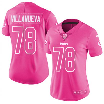 Nike Pittsburgh Steelers #78 Alejandro Villanueva Pink Women's Stitched NFL Limited Rush Fashion Jersey
