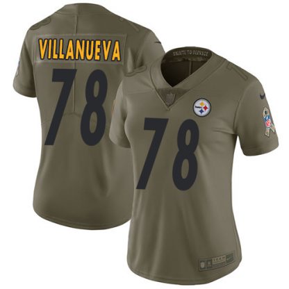 Nike Pittsburgh Steelers #78 Alejandro Villanueva Olive Women's Stitched NFL Limited 2017 Salute to Service Jersey