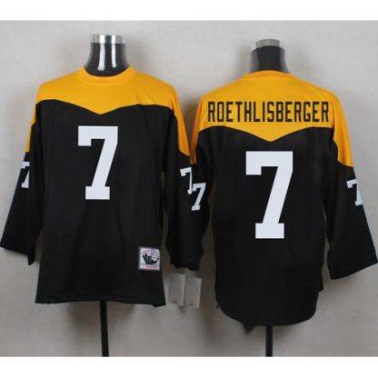 Mitchell And Ness 1967 Pittsburgh Steelers #7 Ben Roethlisberger Black/Yelllow Throwback Men's Stitched NFL Jersey