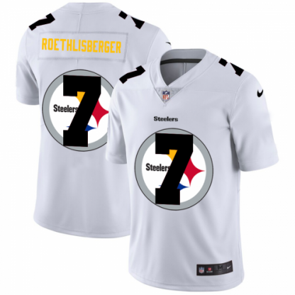 Pittsburgh Pittsburgh Steelers #7 Ben Roethlisberger White Men's Nike Team Logo Dual Overlap Limited NFL Jersey