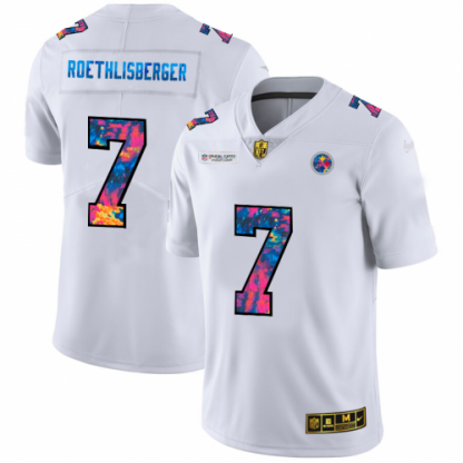 Pittsburgh Pittsburgh Steelers #7 Ben Roethlisberger Men's White Nike Multi-Color 2020 NFL Crucial Catch Limited NFL Jersey