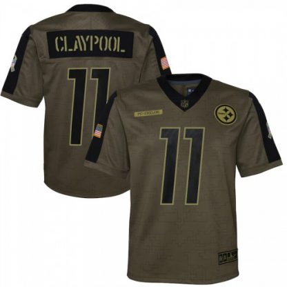 Pittsburgh Pittsburgh Steelers #11 Chase Claypool Olive Nike Youth 2021 Salute To Service Game Jersey