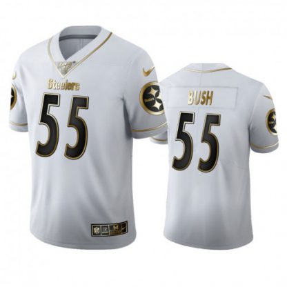 Pittsburgh Pittsburgh Steelers #55 Devin Bush Men's Nike White Golden Edition Vapor Limited NFL 100 Jersey