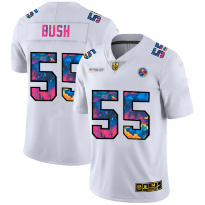 Pittsburgh Pittsburgh Steelers #55 Devin Bush Men's White Nike Multi-Color 2020 NFL Crucial Catch Limited NFL Jersey