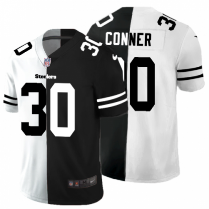 Pittsburgh Pittsburgh Steelers #30 James Conner Men's Black V White Peace Split Nike Vapor Untouchable Limited NFL Jersey