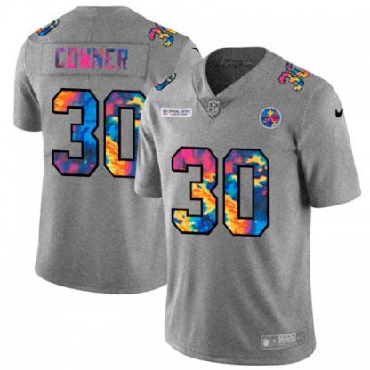 Pittsburgh Pittsburgh Steelers #30 James Conner Men's Nike Multi-Color 2020 NFL Crucial Catch NFL Jersey Greyheather