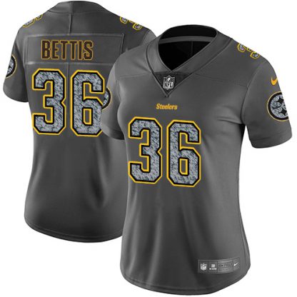 Nike Pittsburgh Steelers #36 Jerome Bettis Gray Static Women's Stitched NFL Vapor Untouchable Limited Jersey