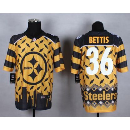 Nike Pittsburgh Steelers #36 Jerome Bettis Gold Men's Stitched NFL Elite Noble Fashion Jersey