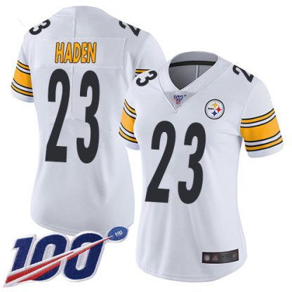 Nike Pittsburgh Steelers #23 Joe Haden White Women's Stitched NFL 100th Season Vapor Limited Jersey