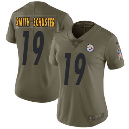 Nike Pittsburgh Steelers #19 JuJu Smith-Schuster Olive Women's Stitched NFL Limited 2017 Salute to Service Jersey