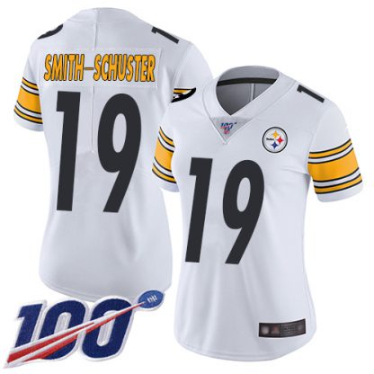 Nike Pittsburgh Steelers #19 JuJu Smith-Schuster White Women's Stitched NFL 100th Season Vapor Limited Jersey