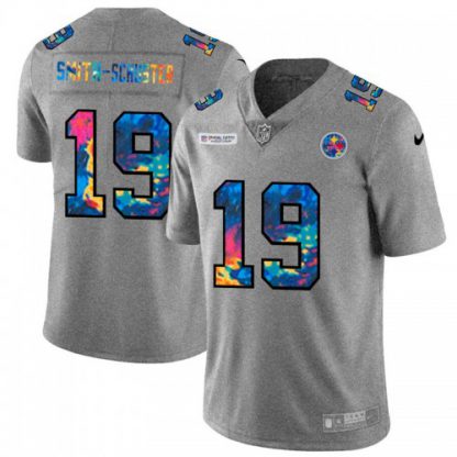 Pittsburgh Pittsburgh Steelers #19 JuJu Smith-Schuster Men's Nike Multi-Color 2020 NFL Crucial Catch NFL Jersey Greyheather