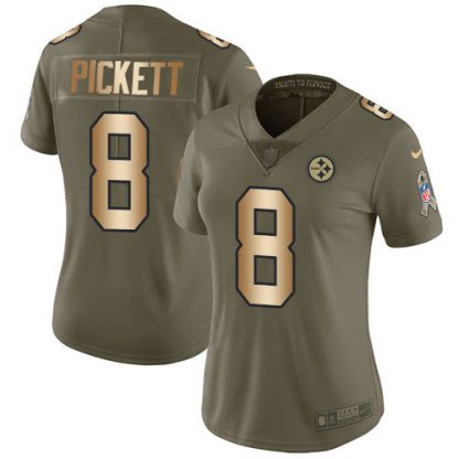 Nike Pittsburgh Steelers #8 Kenny Pickett Olive/Gold Women's Stitched NFL Limited 2017 Salute To Service Jersey