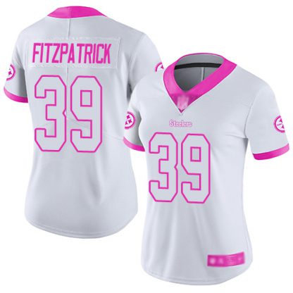 Nike Pittsburgh Steelers #39 Minkah Fitzpatrick White/Pink Women's Stitched NFL Limited Rush Fashion Jersey