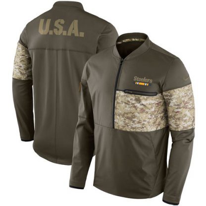 Men's Pittsburgh Pittsburgh Steelers Nike Olive Salute to Service Sideline Hybrid Half-Zip Pullover Jacket