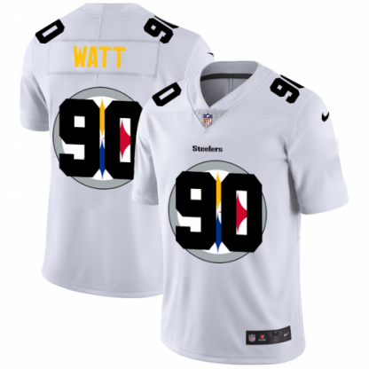 Pittsburgh Pittsburgh Steelers #90 T.J. Watt White Men's Nike Team Logo Dual Overlap Limited NFL Jersey