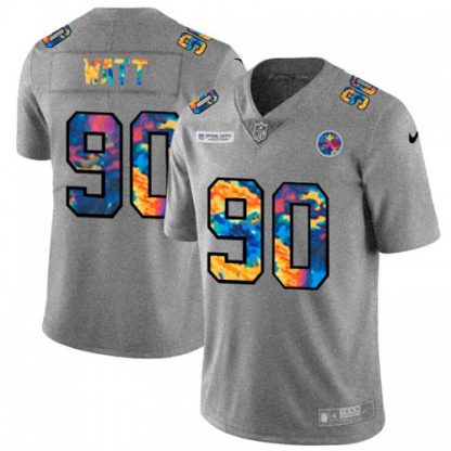 Pittsburgh Pittsburgh Steelers #90 T.J. Watt Men's Nike Multi-Color 2020 NFL Crucial Catch NFL Jersey Greyheather