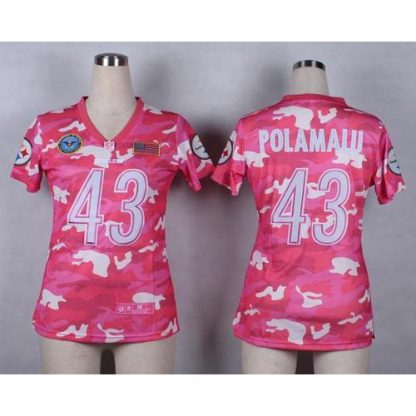 Nike Pittsburgh Steelers #43 Troy Polamalu Pink Women's Stitched NFL Elite Camo Fashion Jersey