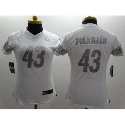 Nike Pittsburgh Steelers #43 Troy Polamalu White Women's Stitched NFL Limited Platinum Jersey