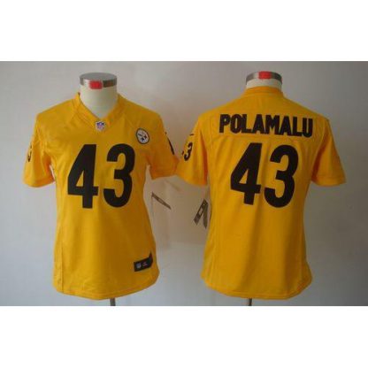 Nike Pittsburgh Steelers #43 Troy Polamalu Gold Women's Stitched NFL Limited Jersey